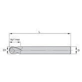 Solid Carbide End Mills •  VariMill I • Series 4VP0 • Ball Nose • Extended Reach • 4 Flute • Inch - Big-tools Industrial Supply Tools for Metal Cutting